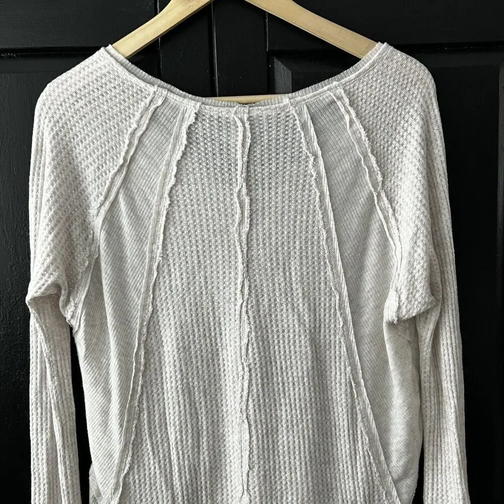 Free People Catalina Waffle Knit V-Neck Thermal Top Size Small We the Free